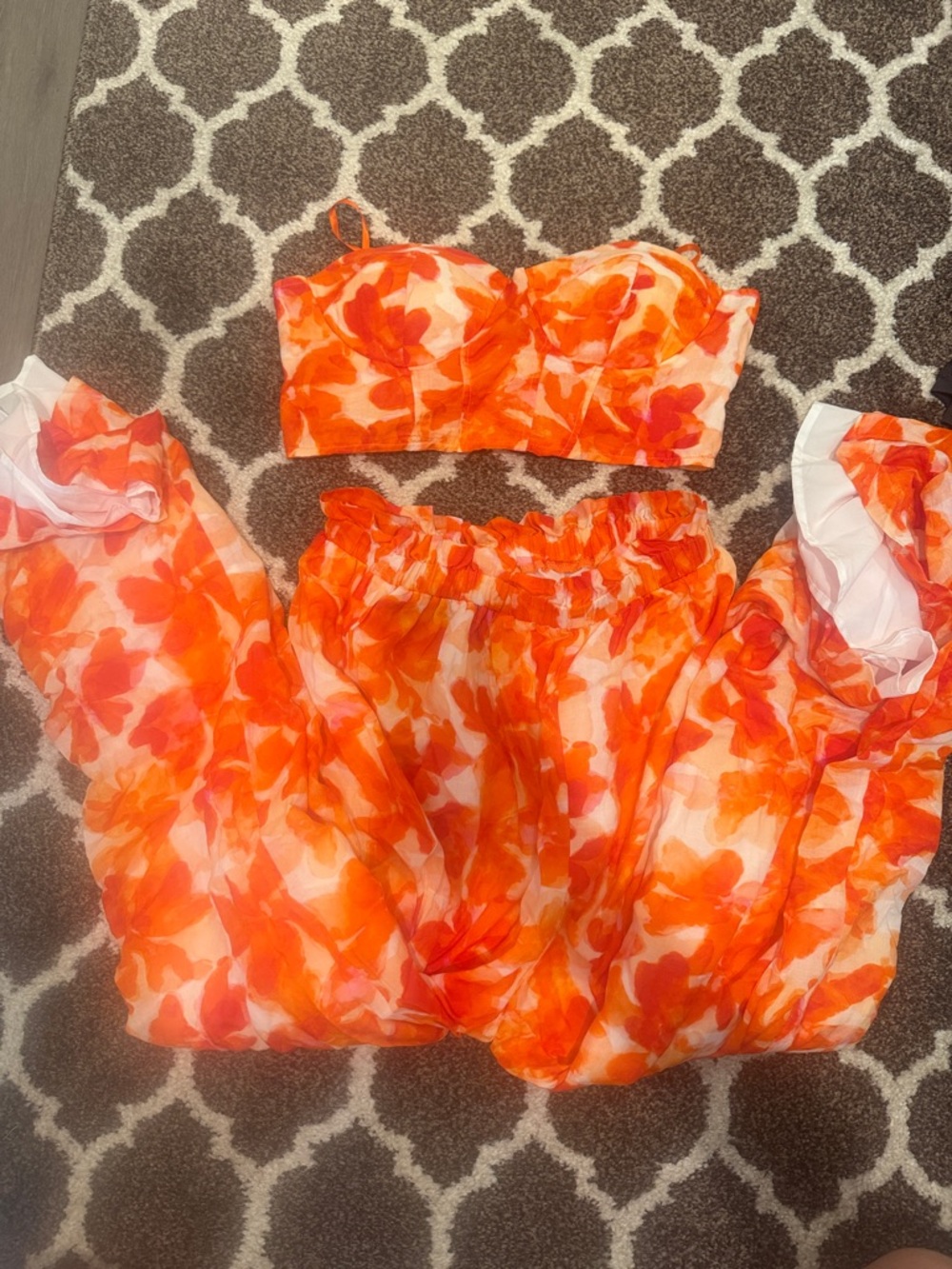 Windsor Orange and White Floral Two-Piece Set
